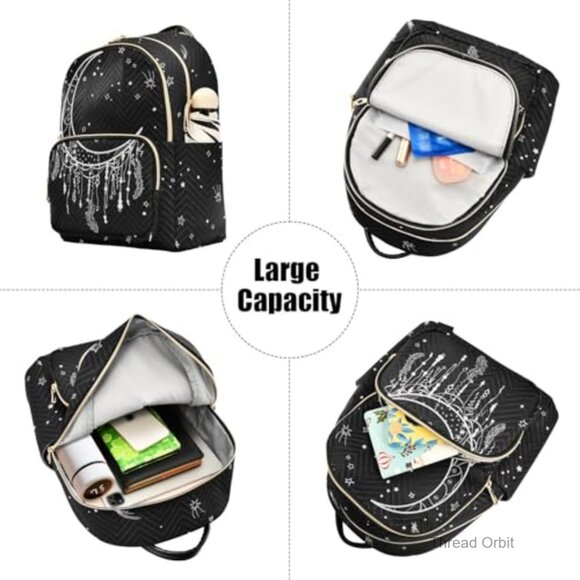 Quilted Mini Backpack Purse, Lightweight Nylon, 5 Pockets, Travel Daypack main image 6